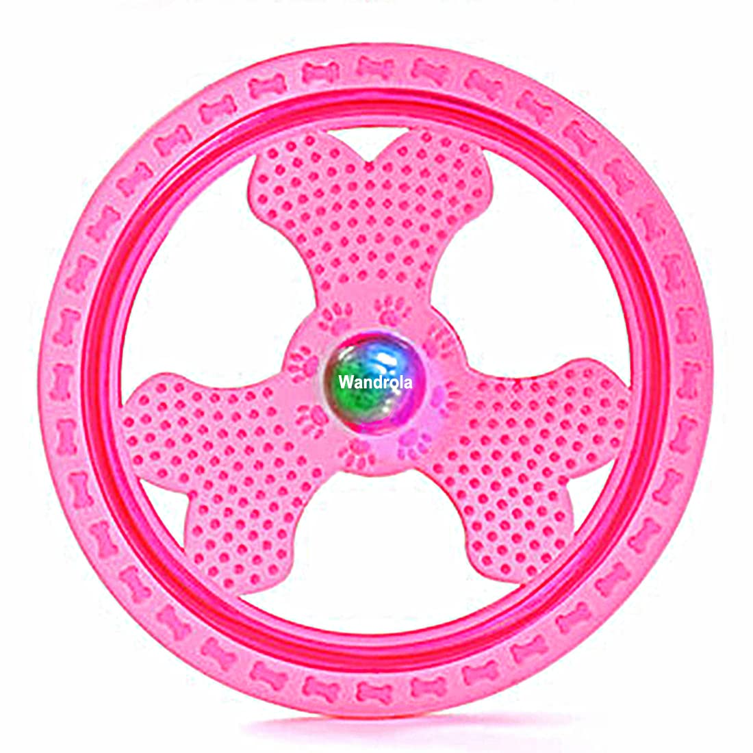 Wandrola Flying Disc Dog Sport Toy with Flashing LED Lights Light Up Pet Disk for Ultimate Night Time Play Pink