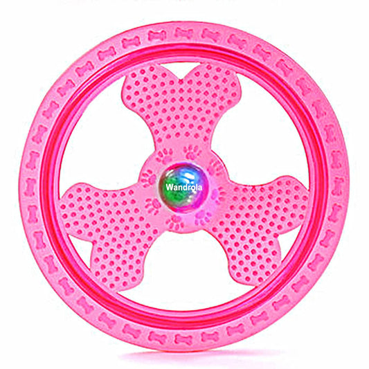 Wandrola Flying Disc Dog Sport Toy with Flashing LED Lights Light Up Pet Disk for Ultimate Night Time Play Pink